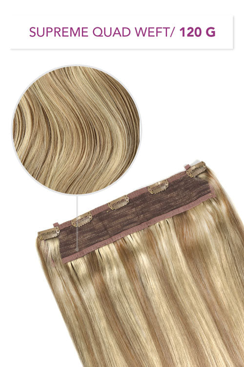 Biscuit Blondey (#18/613) Supreme Quad Weft Einteilige Clip-In-Haarverlängerungen