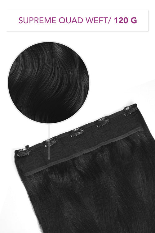 Natural Black (#1B) Supreme Quad Weft One Piece Clip In Hair Extensions