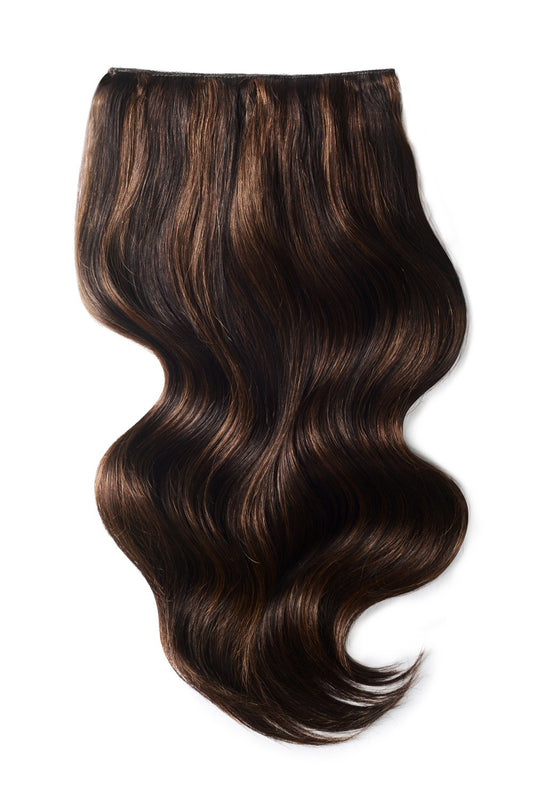 Double Wefted Full Head Remy Clip in Human Hair Extensions -  Brown Mix (#2/4/6)