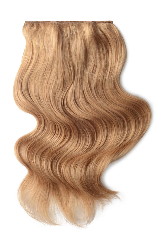 Double Wefted Full Head Remy Clip in Human Hair Extensions - Strawberry/Ginger Blonde (#27)