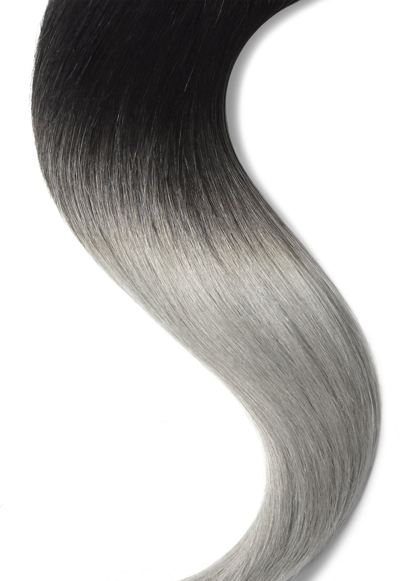 real human hair tape in extensions black to silver grey 