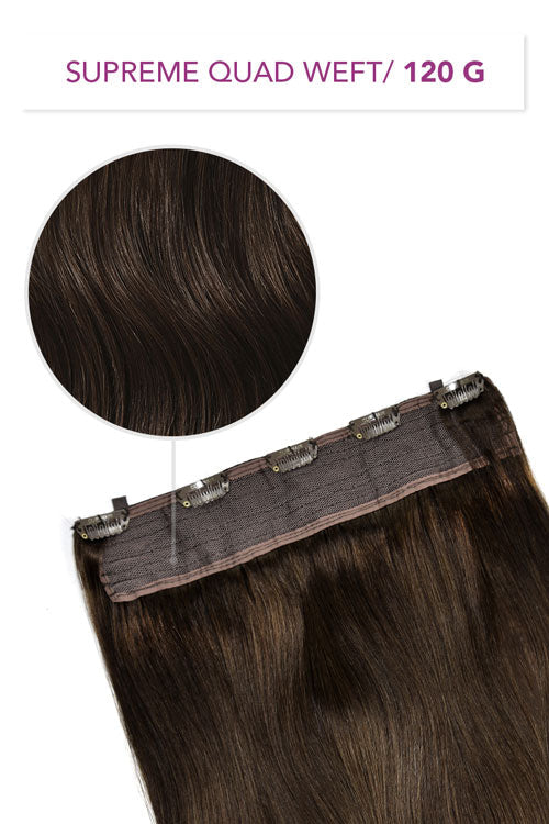 Dark Brown (#3) Supreme Quad Weft One Piece Clip In Hair Extensions
