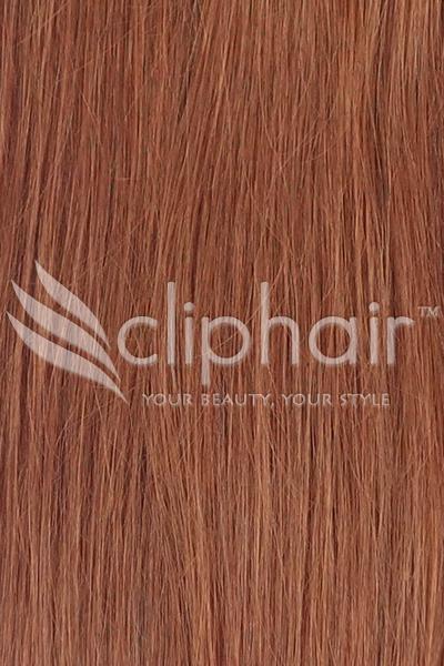 15 Inch Remy Clip in Human Hair Extensions Highlights / Streaks - Dark Auburn/Copper Red (#33)