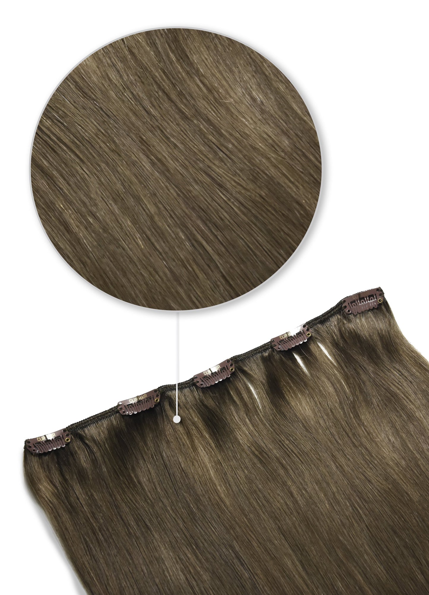 one piece clip in human hair extensions ash brown shade 9 