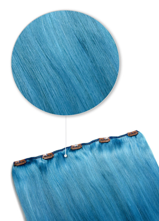 hair piece remy human hair extensions clip in turquoise shade