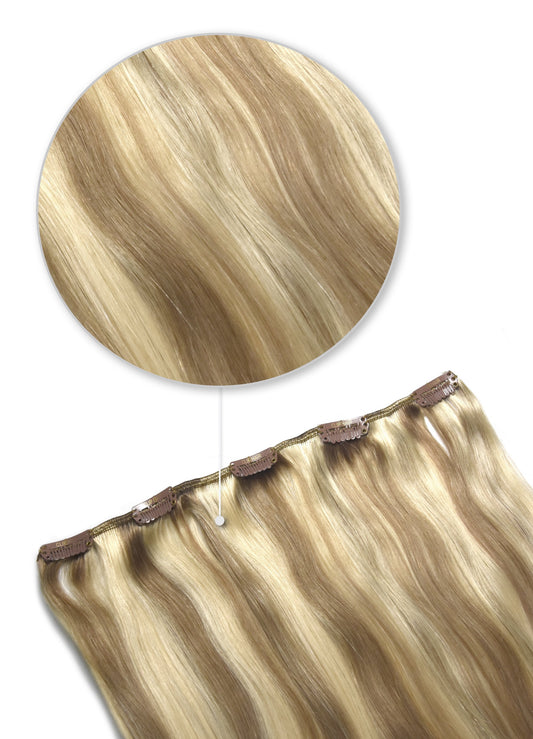 human hair extensions clip in one piece ash brown highlights