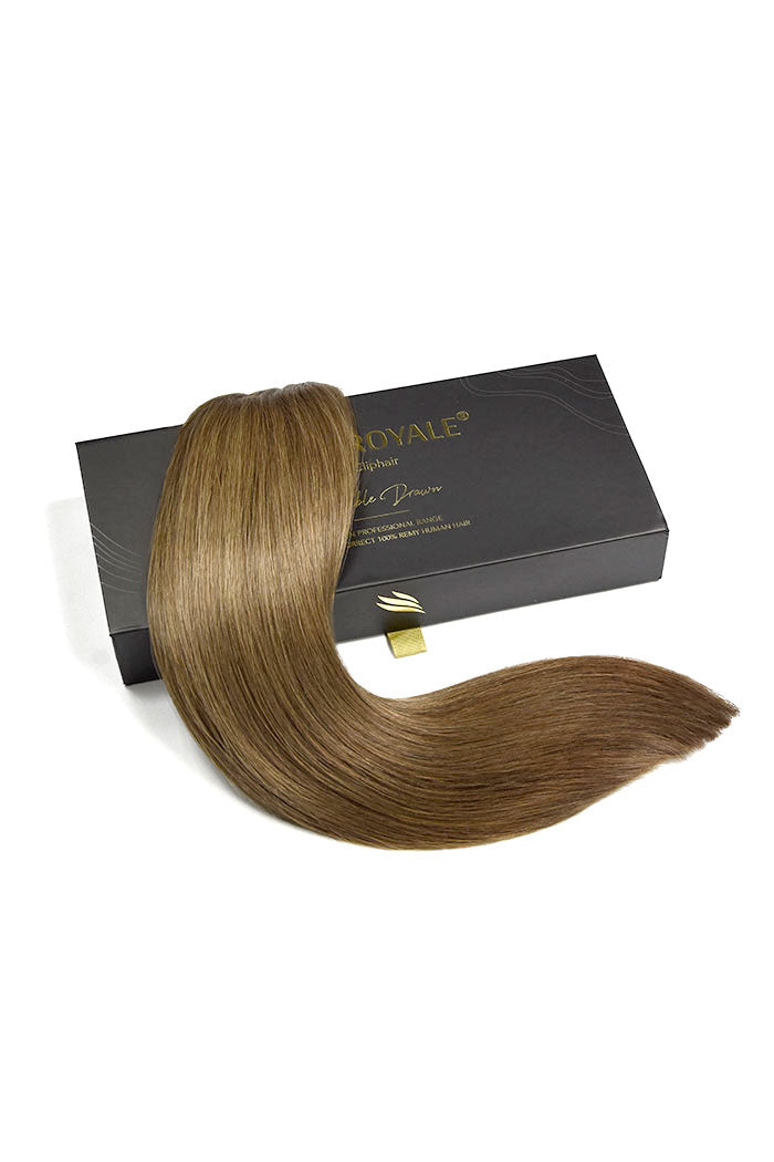 Remy Royale Double Drawn Human Hair Weft Weave Extensions - Medium Ash Brown (#8)