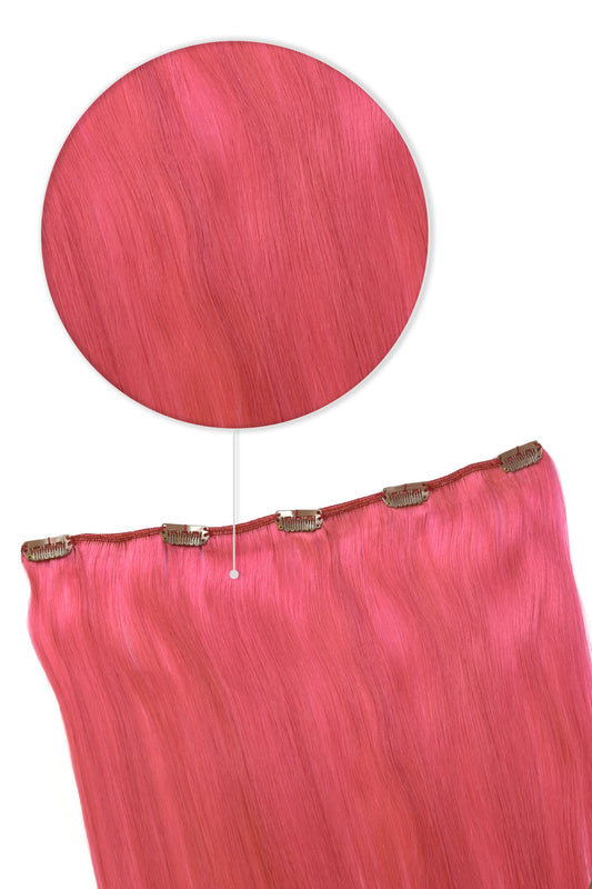 One Piece Top-up Remy Clip in Human Hair Extensions - Pink