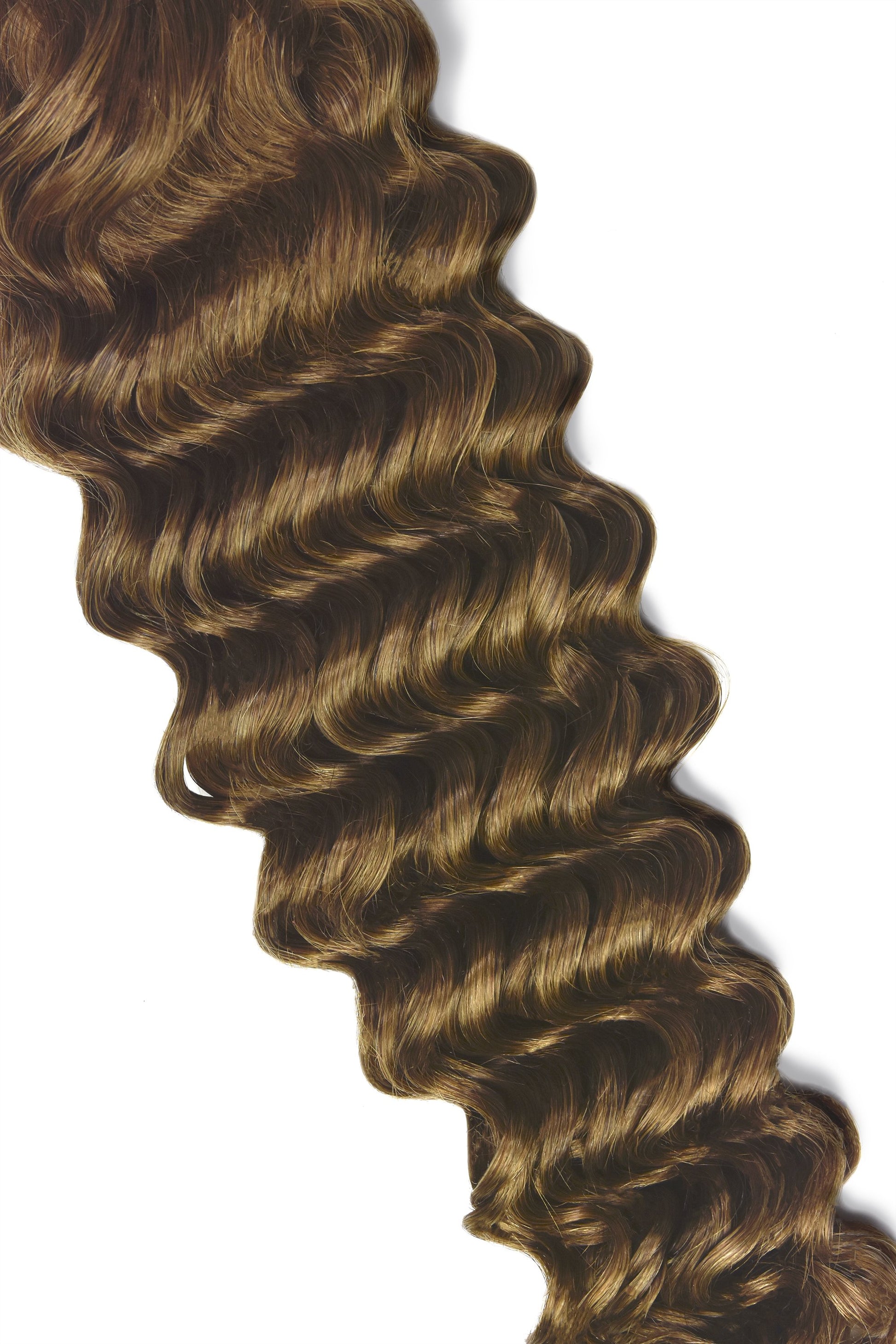 curly hair extensions light brown closeup