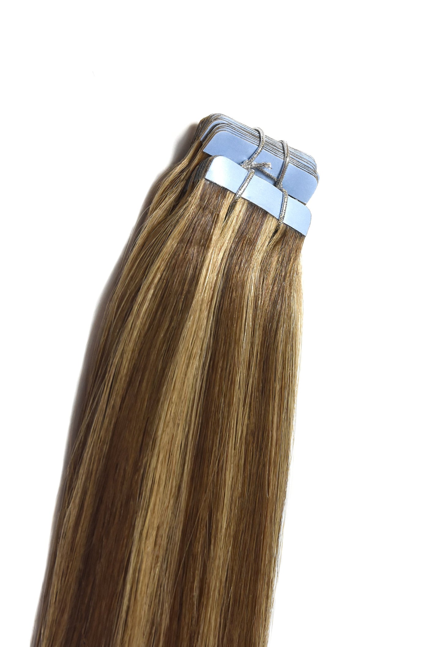 tape extensions human hair light chestnut brown blonde highlights