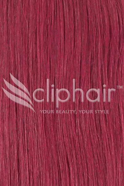 15 Inch Remy Clip in Human Hair Extensions Highlights / Streaks - Plum/Cherry Red (#530)