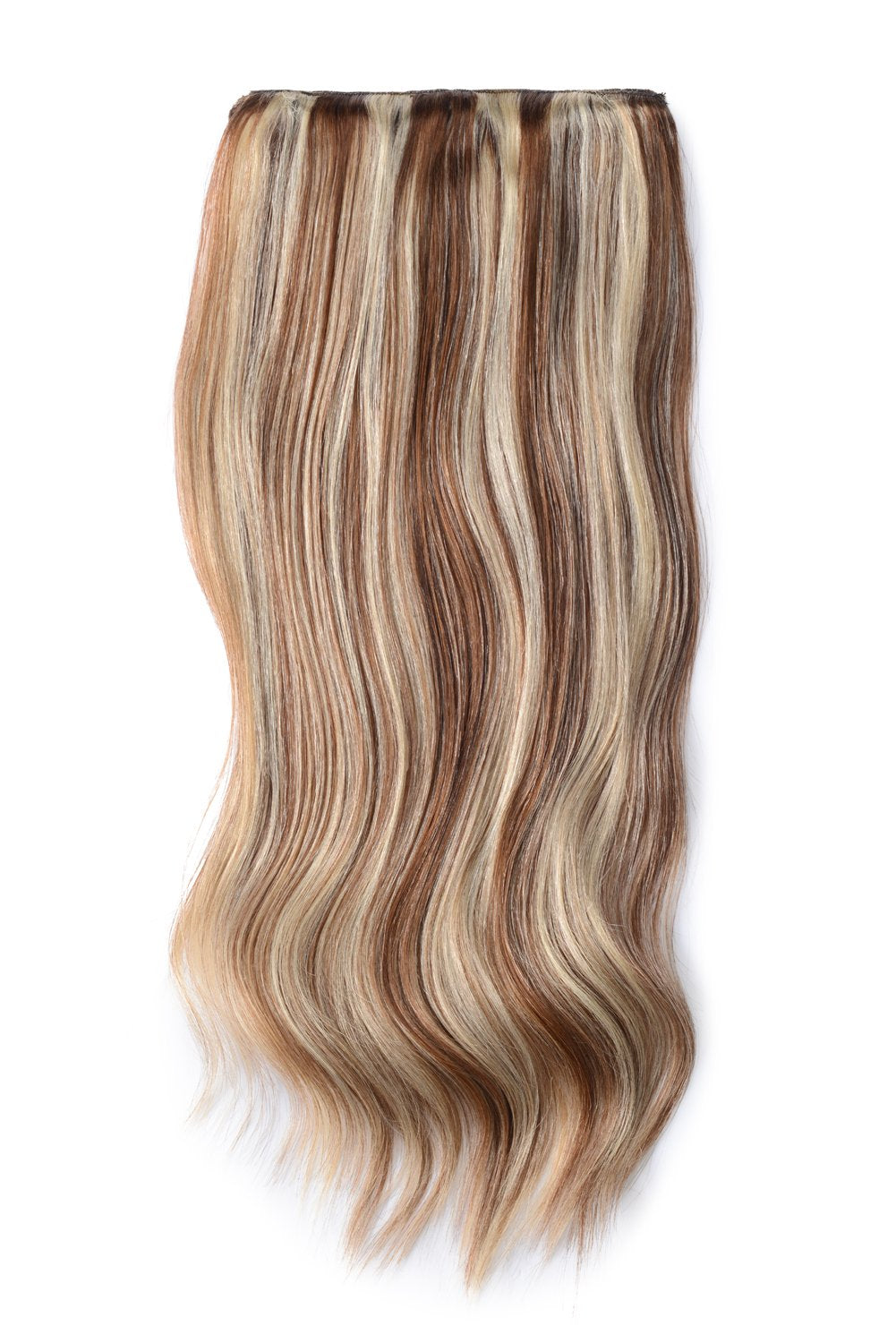 Double Wefted Full Head Remy Clip in Human Hair Extensions - Light Brown/Bleach Blonde Mix (#6/613)
