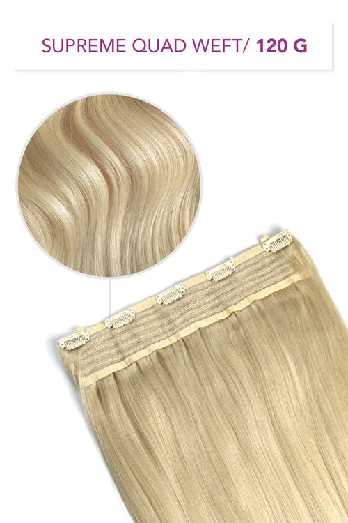 Hellstes Blond (#60) Supreme Quad Weft Einteilige Clip-In-Haarverlängerungen