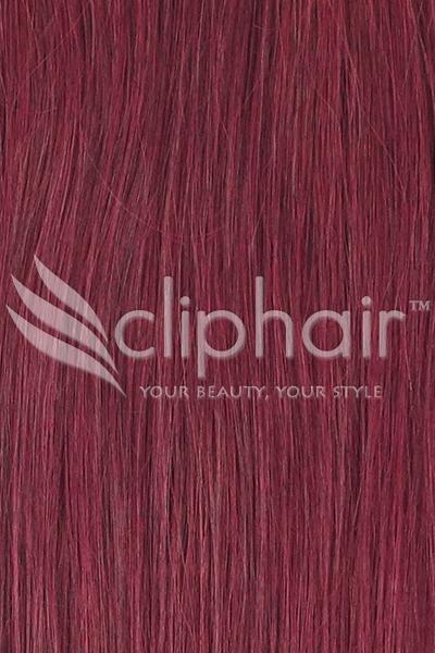 15 Inch Remy Clip in Human Hair Extensions Highlights / Streaks - Mahogany Red (#99J)