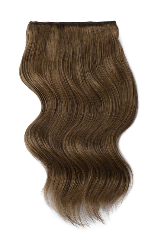 Double Wefted Full Head Remy Clip in Human Hair Extensions - Ash Brown (#9)