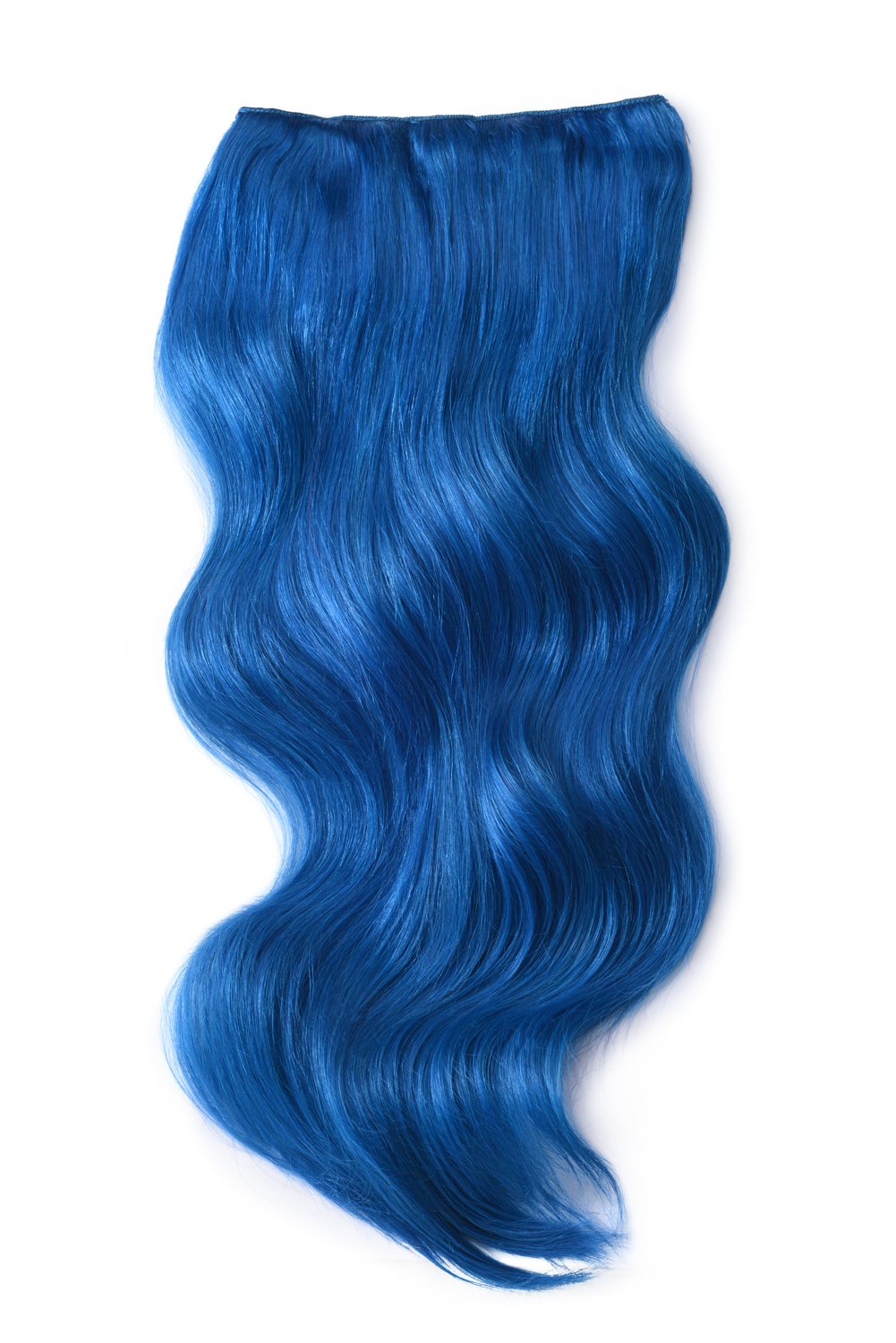 Double Wefted Full Head Remy Clip in Human Hair Extensions - Blue