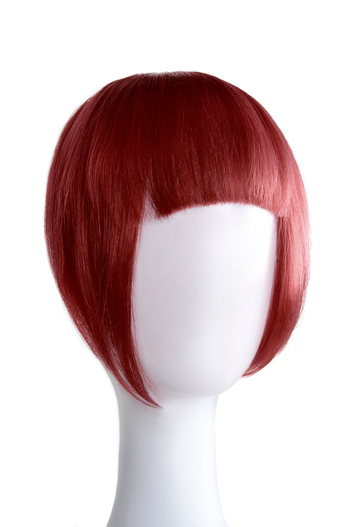 Clip in /on Human Hair Fringe / Bangs - Deep Red