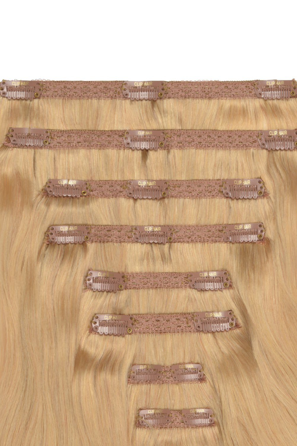 Double Wefted Full Head Remy Clip in Human Hair Extensions - Light Golden Blonde (#16)