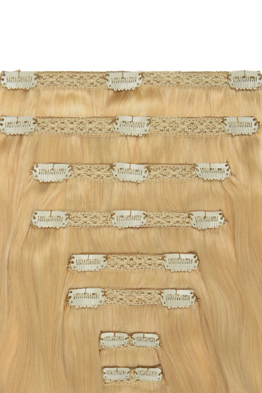 Double Wefted Full Head Remy Clip in Human Hair Extensions - Light Ash Blonde (#22)