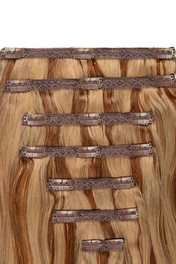 Double Wefted Full Head Clip in Human Hair Extensions - Cinnamon Swirl (#27/30)