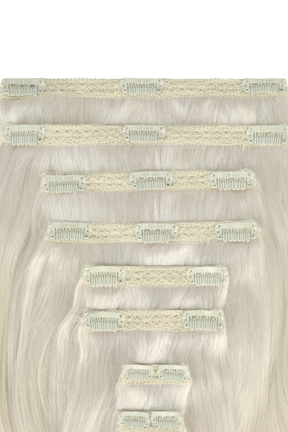 Double Wefted Full Head Remy Clip in Human Hair Extensions - Ice Blonde
