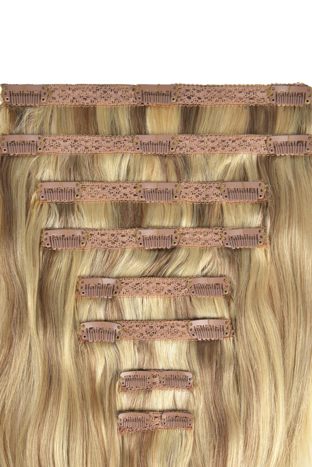 Clip-in-Echthaarverlängerungen aus Remy-Echthaar mit doppelter Tresse für den ganzen Kopf – Iced Cappuccino (#14/22)