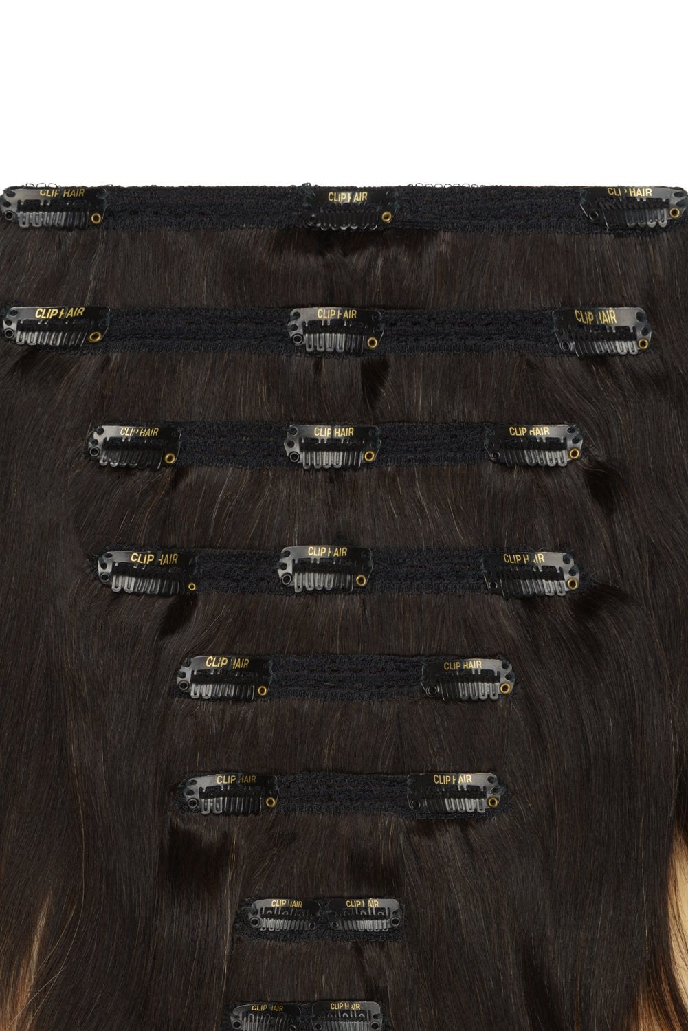 Clip-in-Echthaarverlängerungen aus Remy-Echthaar mit doppelter Tresse für den ganzen Kopf – Ombre/Ombre (#T1B/60)