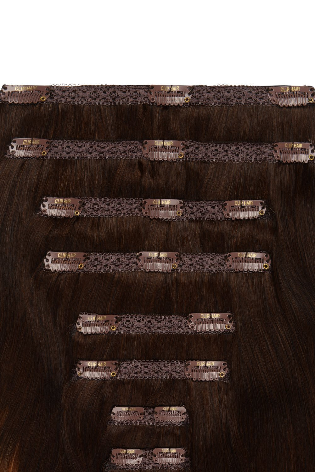 Clip-in-Echthaarverlängerungen aus Remy-Echthaar mit doppelter Tresse für den ganzen Kopf – Schokoladen-Honig-Ombre (#T4/27)