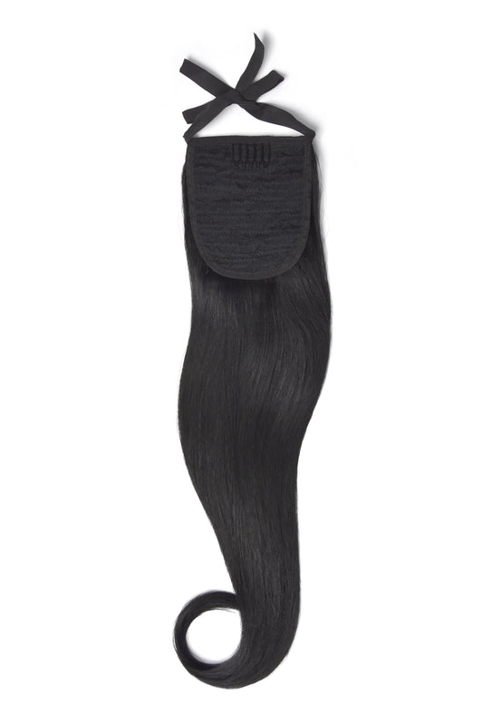 Clip in Ponytail Remy Human Hair Extensions - Jet Black (#1)
