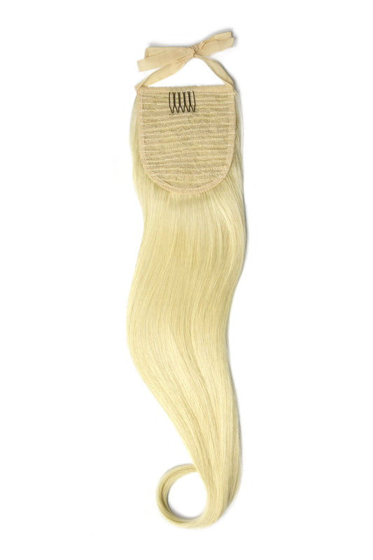 Clip in Ponytail Remy Human Hair Extensions - Bleach Blonde (#613)