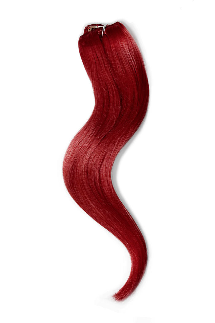 One Piece Remy Clip In Human Hair Extensions - Deep Red