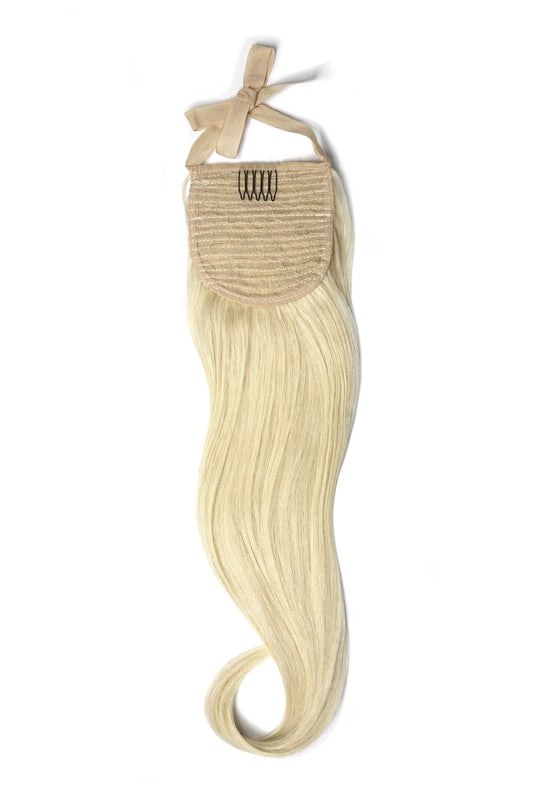 Clip in Ponytail Remy Human Hair Extensions - Lightest Blonde (#60)