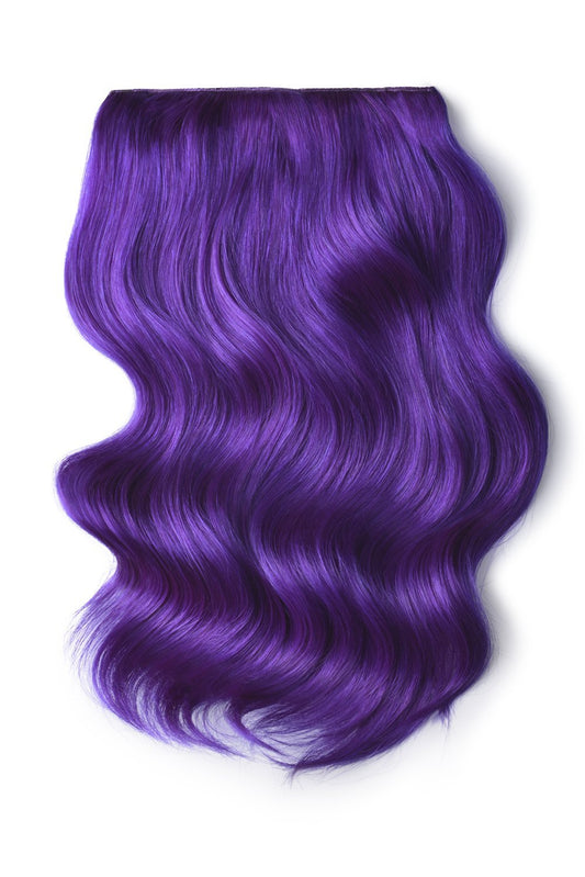 Double Wefted Full Head Remy Clip in Human Hair Extensions - Purple