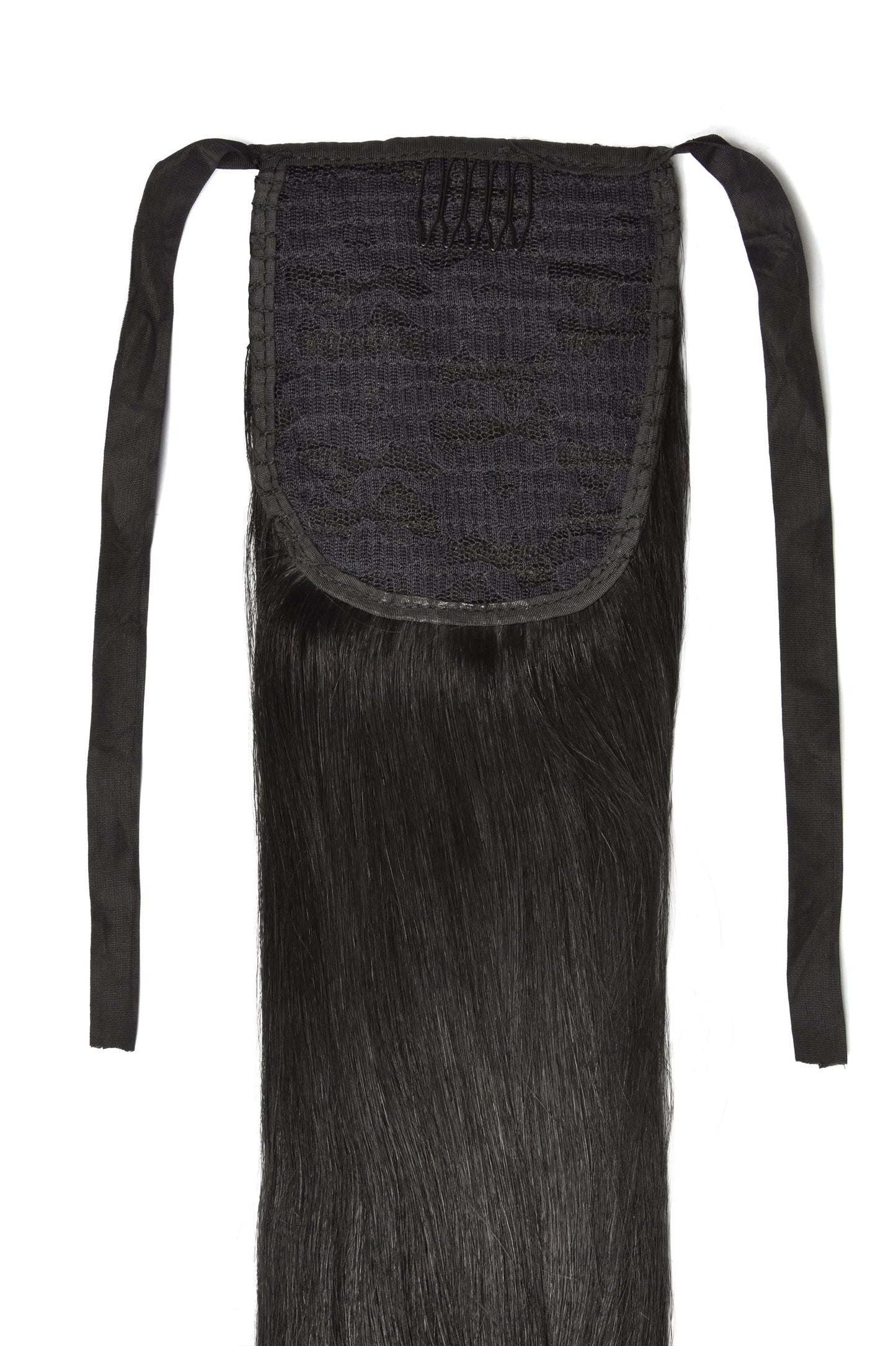 Clip in Ponytail Remy Human Hair Extensions - Natural Black (#1B)