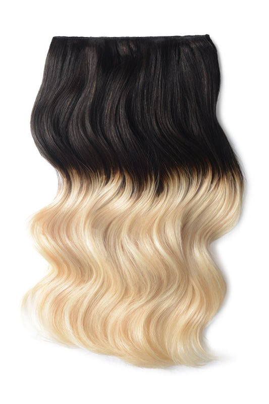 Double Wefted Full Head Remy Clip in Human Hair Extensions - ombre/Ombre (#T1B/60)