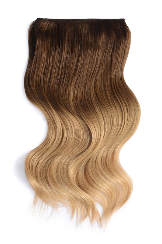 Double Wefted Full Head Remy Clip in Human Hair Extensions - ombre/Ombre (#T6/613)