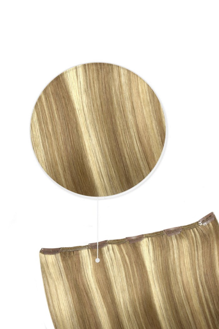 biscuit blonde balayage one piece quad weft top-up