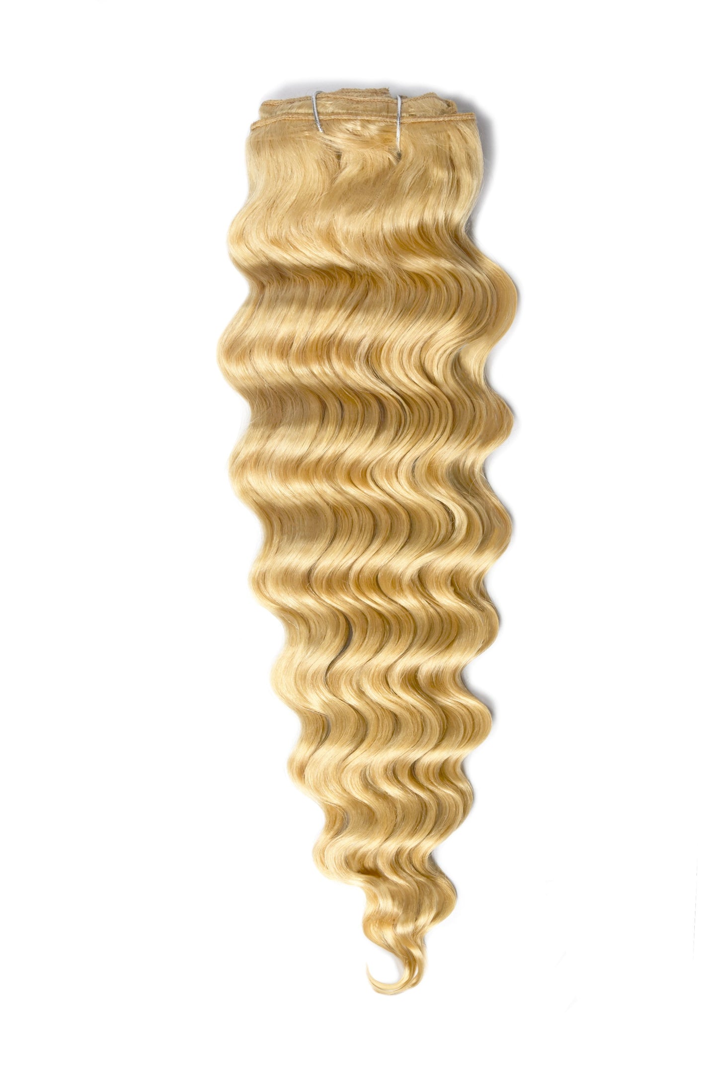 Wavy Full Head Remy Clip in Human Hair Extensions - Bleach Blonde (#613)
