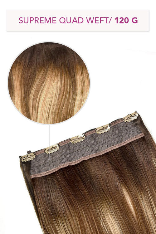 Chestnut Honey Balayage Supreme Quad Weft One Piece Clip In Hair Extensions
