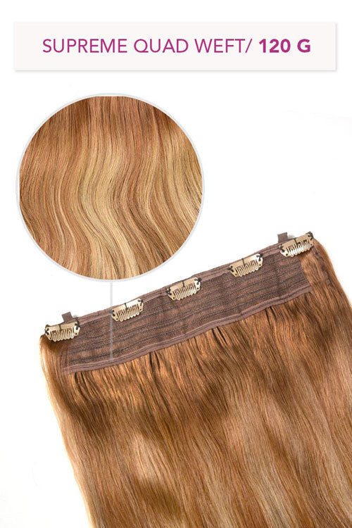 Cinnamon Swirl Balayage Supreme Quad Weft One Piece Clip In Hair Extensions