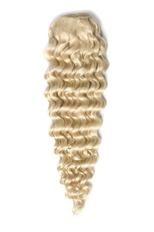 Curly Clip-In Human Hair Extensions - Lightest Blonde (#60)