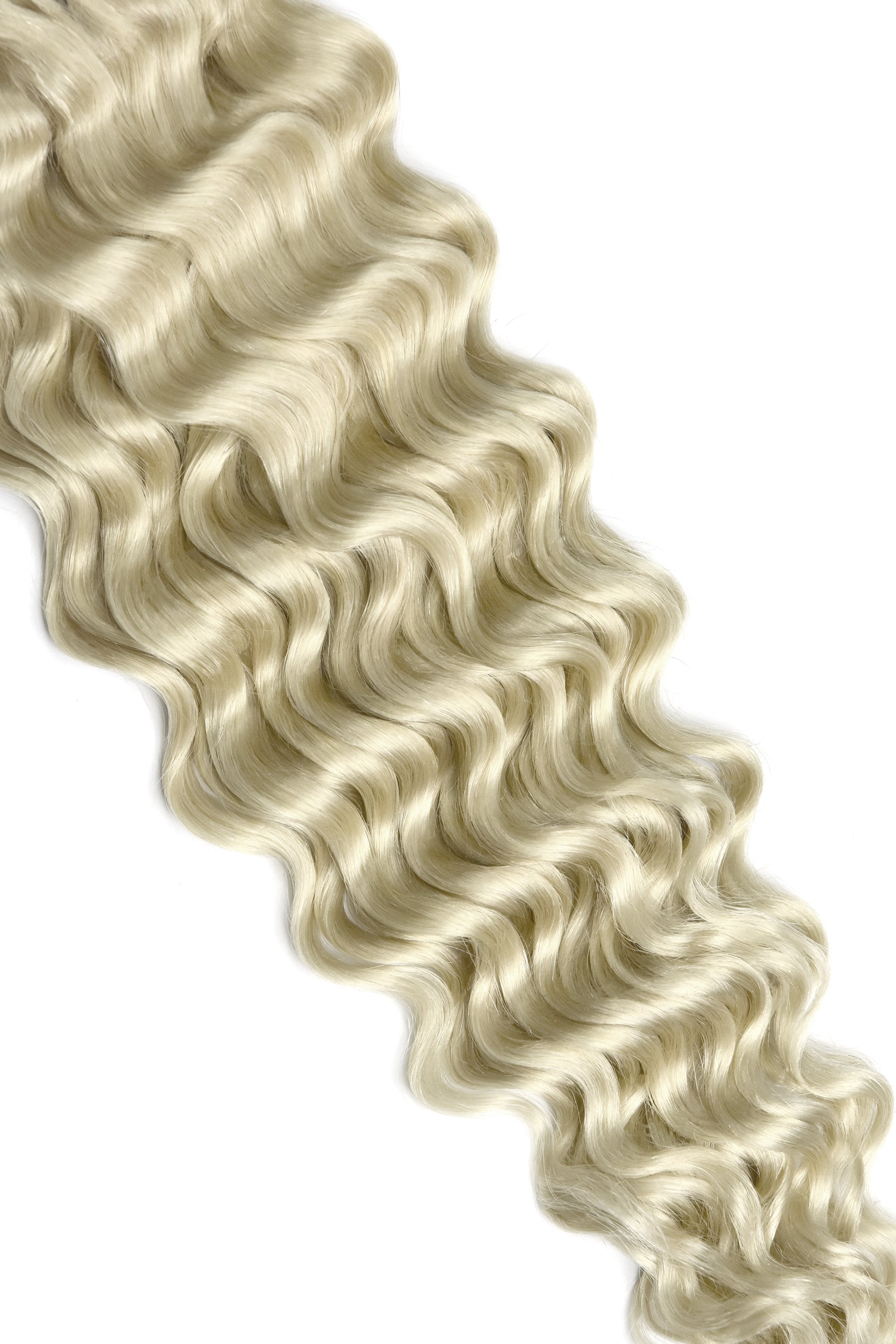 curly human hair extensions type c - shade ice blonde