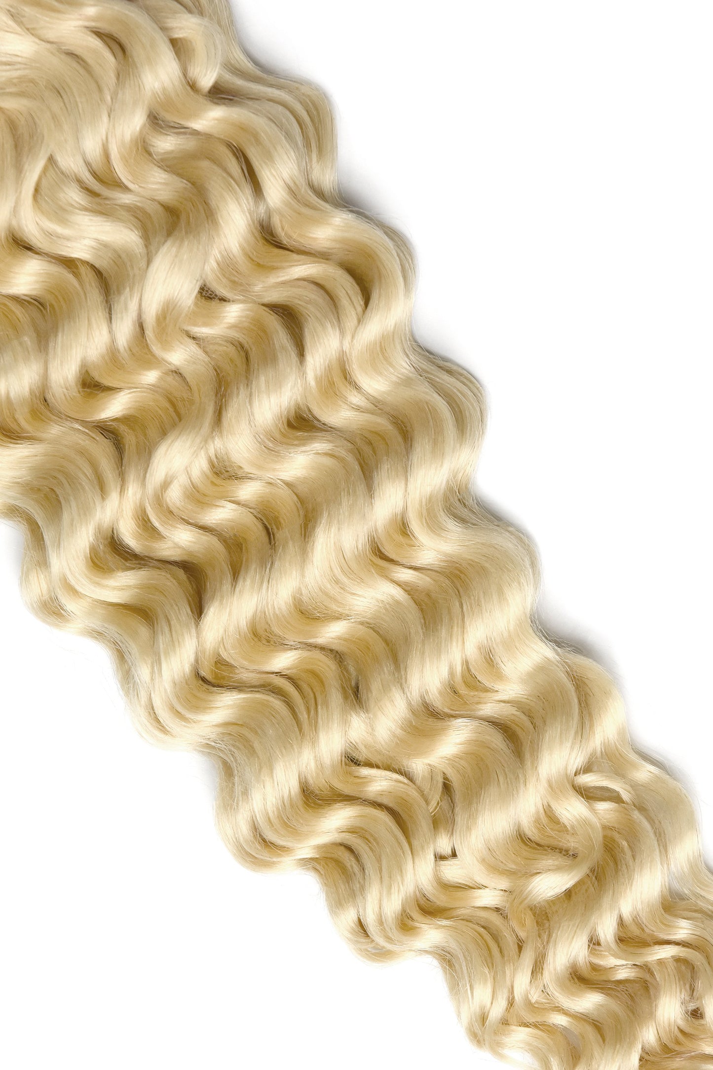 Curly Clip in hair extensions  ash blonde closeup 