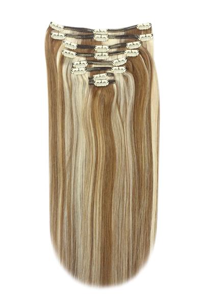 Full Head Remy Clip in Human Hair Extensions - Chestnut Bronde (#6/613)