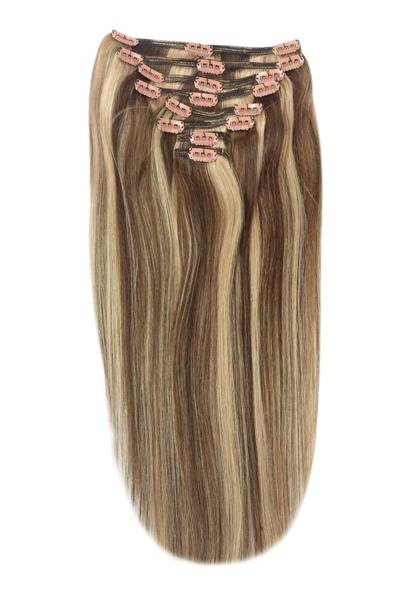 Full Head Remy Clip in Human Hair Extensions - Chocolate Honey (#4/27)
