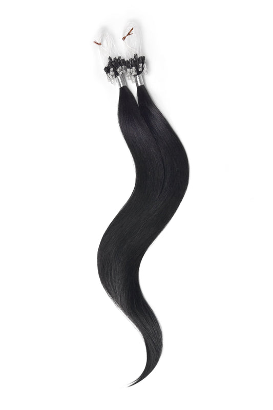 Micro Ring Loop Remy Human Hair Extensions - Jet Black (#1)