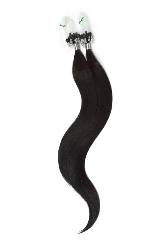 Micro Ring Loop Remy Human Hair Extensions - Off/Natural Black (#1B)