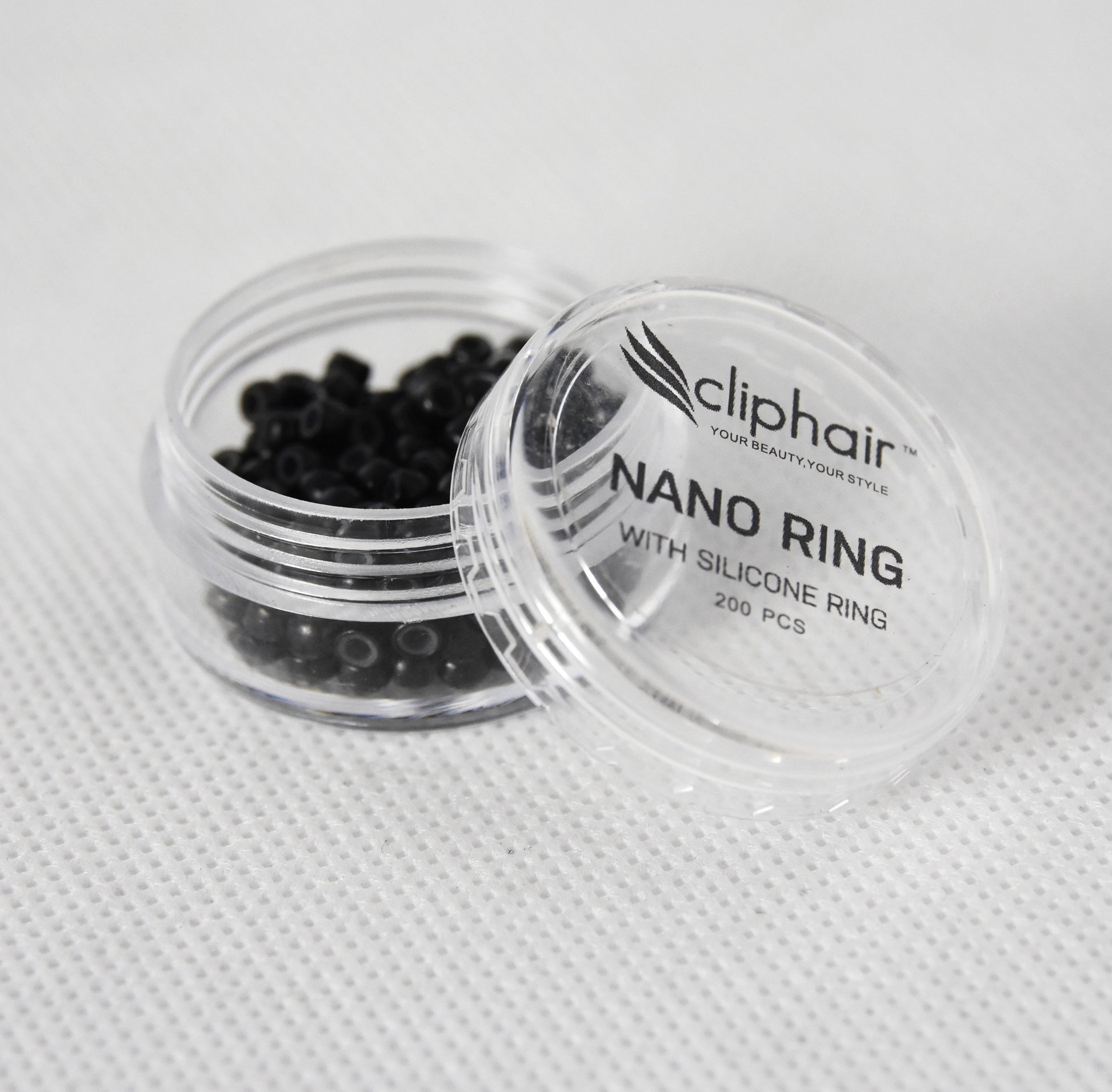SILICONE LINED NANO RINGS/BEADS -200 Pack Accessories Cliphair UK Black 