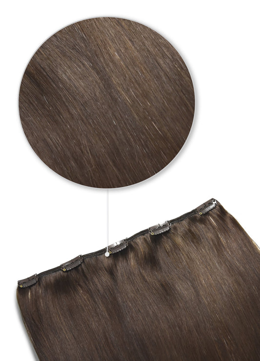 One Piece Top-up Remy Clip in Human Hair Extensions - Medium Brown (#4)