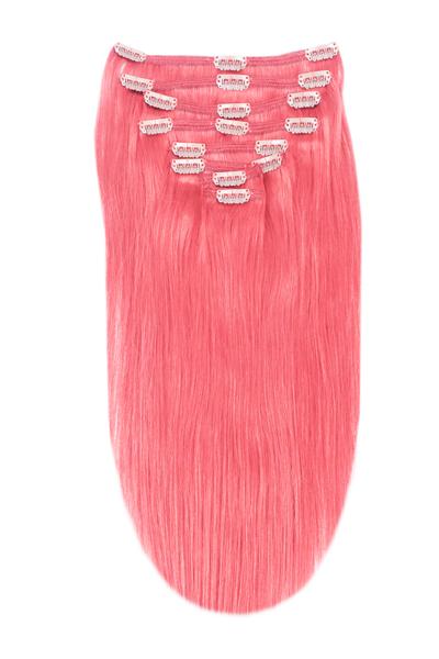bright pink human hair extensions